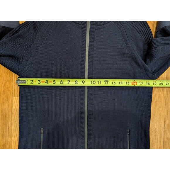 Aether Riley Full-Zip Sweater Dark Navy Blue Zipper Pockets Sz 2 Merino Wool - Picture 11 of 12